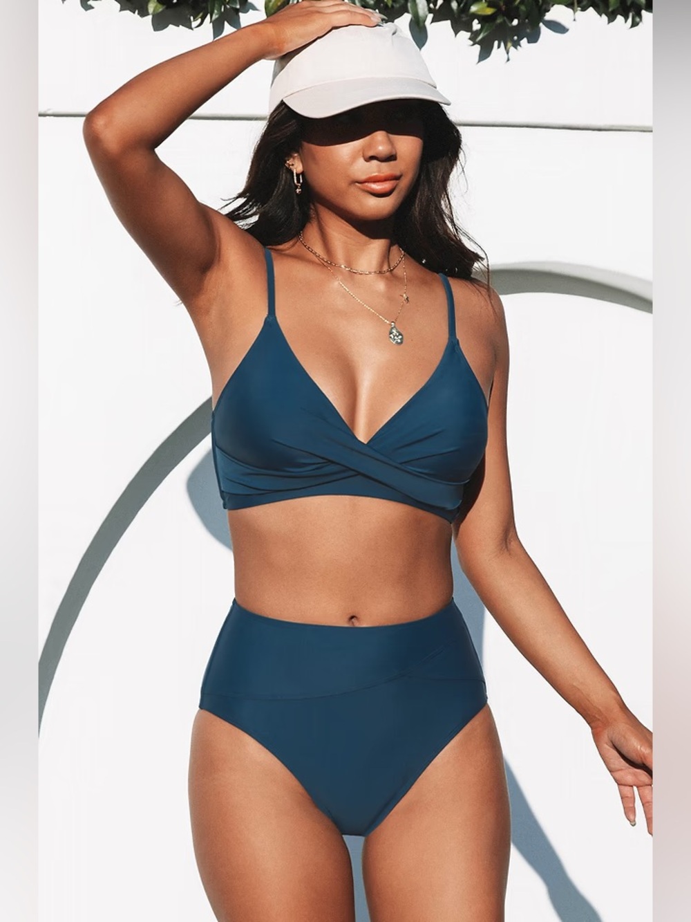 Cupshe: High-Waist Bikini Bottom in Deep Teal